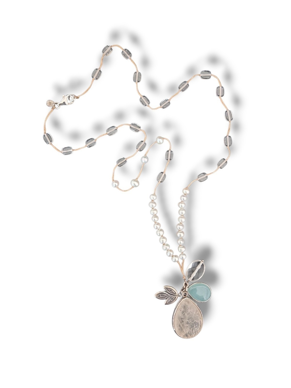 Silpada Oh So Pretty Silver with Aqua and Pearl Charm Necklace